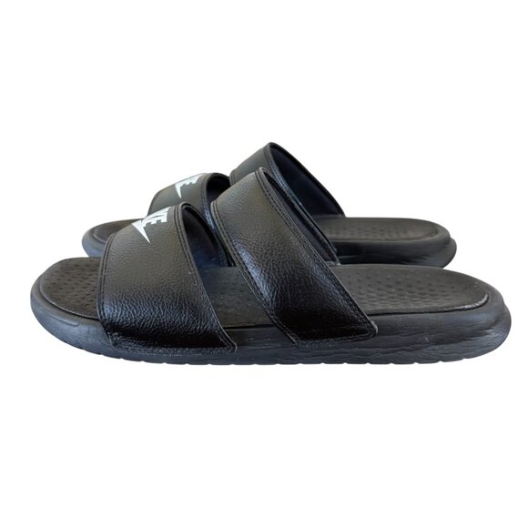 Nike Double Strap Slides Woman's 11 Black Used Good Condition - Picture 6 of 8